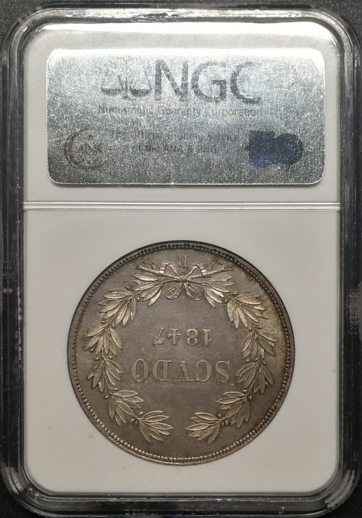 凡希社世界钱币微拍第六十七期 1849教皇国SCUDO大银 NGC-MS63收藏级!