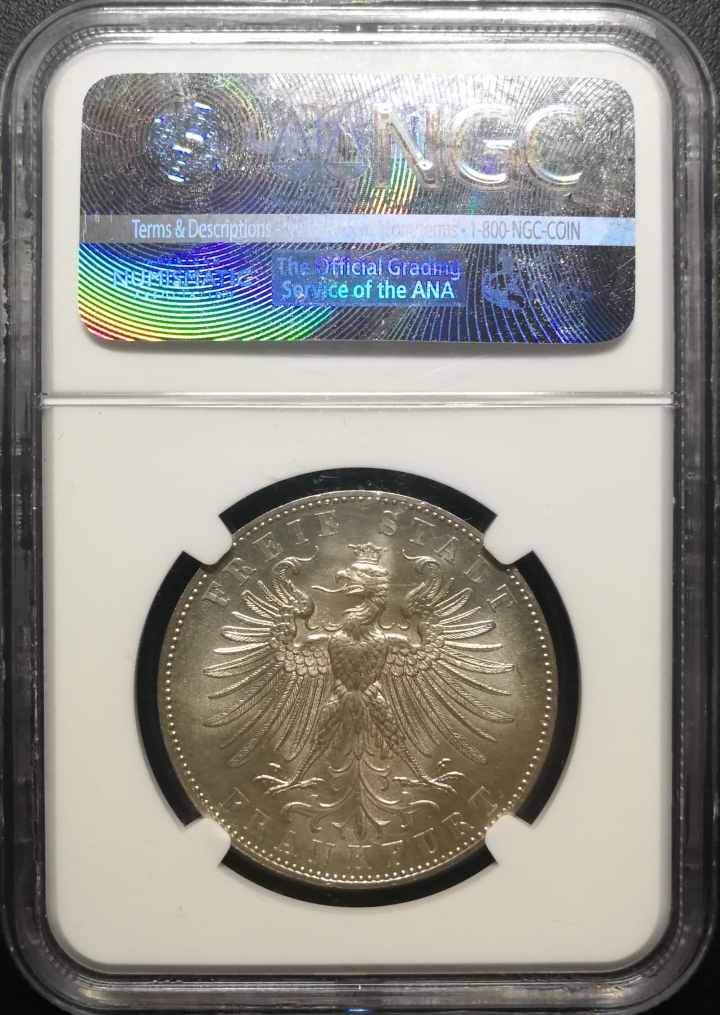 凡希社世界钱币微拍第六十七期 1862法兰克福射击节泰勒NGC-MS63