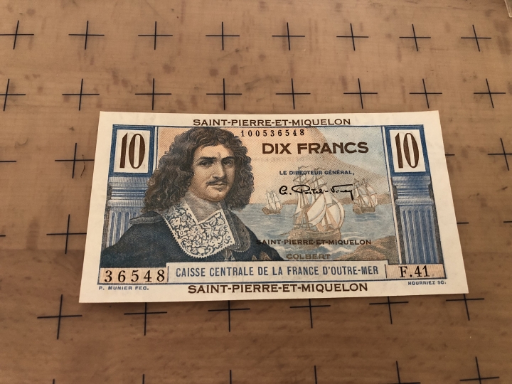 收藏联盟第六十四期拍卖 圣皮埃尔和密克伦10法郎UNC