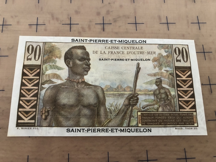 收藏联盟第六十四期拍卖 圣皮埃尔和密克伦20法郎UNC
