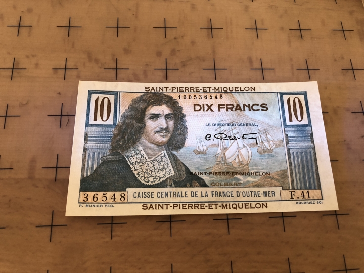 收藏联盟第六十四期拍卖 圣皮埃尔和密克伦10法郎UNC