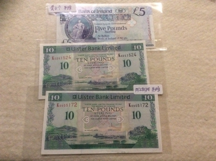 收藏联盟第六十四期拍卖 爱尔兰流通品三张25镑，汇率起拍