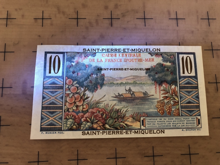 收藏联盟第六十四期拍卖 圣皮埃尔和密克伦10法郎UNC