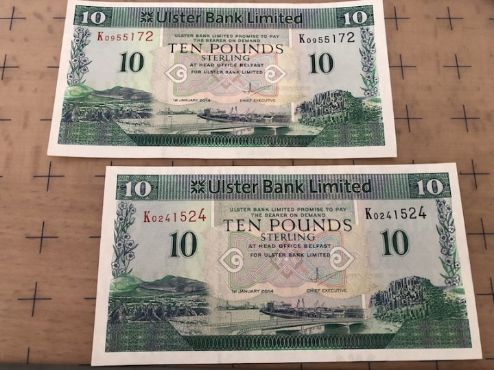 收藏联盟第六十四期拍卖 爱尔兰流通品三张25镑，汇率起拍