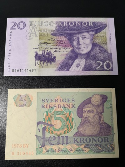 《外钞收藏家》第五十八期拍卖 - 瑞典两个版本克朗两张  全新unc
