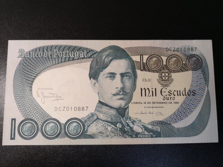 《外钞收藏家》第五十八期拍卖 葡萄牙1980年1000 au品相 