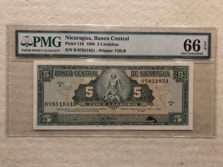 收藏联盟第六十六期拍卖 尼加拉瓜685  PMG66E唯一冠军分