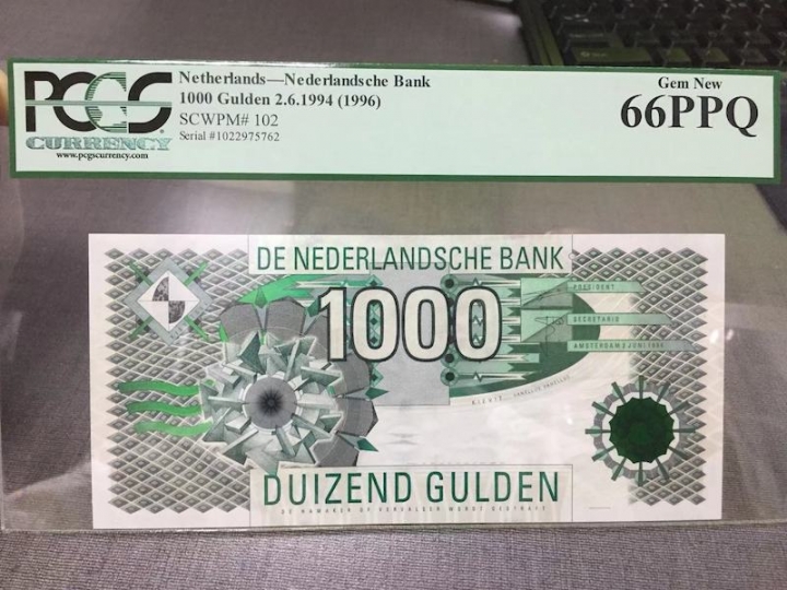 收藏联盟第六十五期拍卖 荷兰1994年1000盾大齿轮 PCGS66PPQ