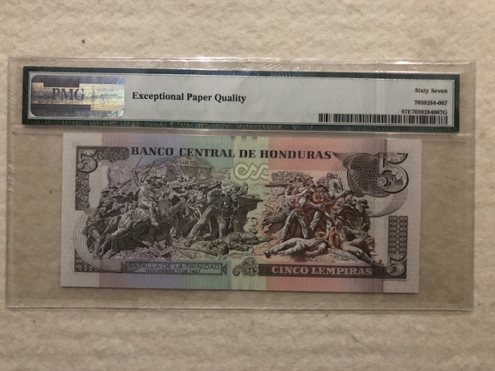 收藏联盟第六十六期拍卖 洪都拉斯145 PMG67E