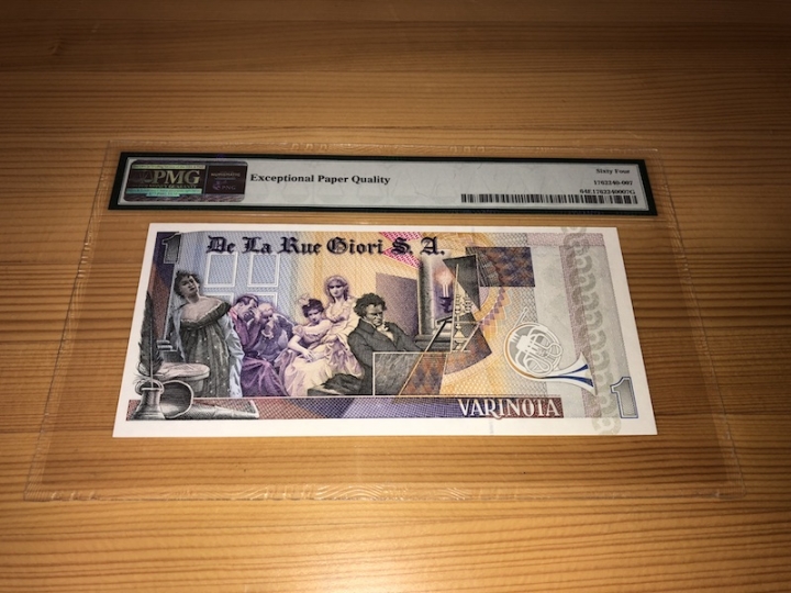 收藏联盟第六十七期拍卖 德拉罗贝多芬测试钞 PMG64E