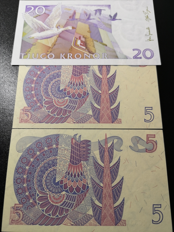 《外钞收藏家》第五十九期拍卖 瑞典三张 老版两张测光有折 20克朗全新