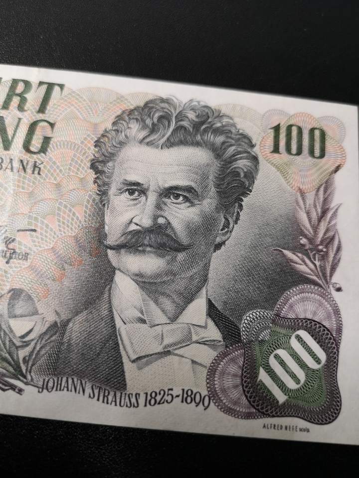 《外钞收藏家》第五十九期拍卖 奥地利1960年100  斯特劳斯  au品相