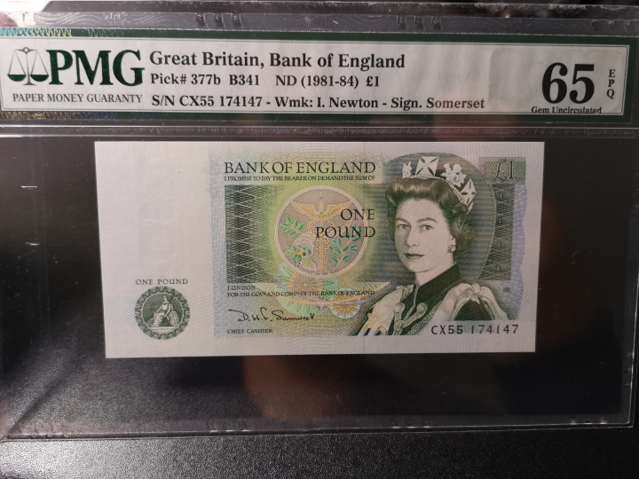 《外钞收藏家》第五十九期拍卖 英国D序列1镑 pmg65