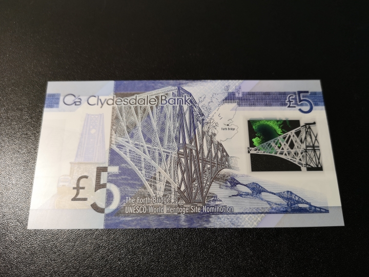 《外钞收藏家》第五十九期拍卖 苏格兰5镑 福斯桥建成纪念钞 全新unc