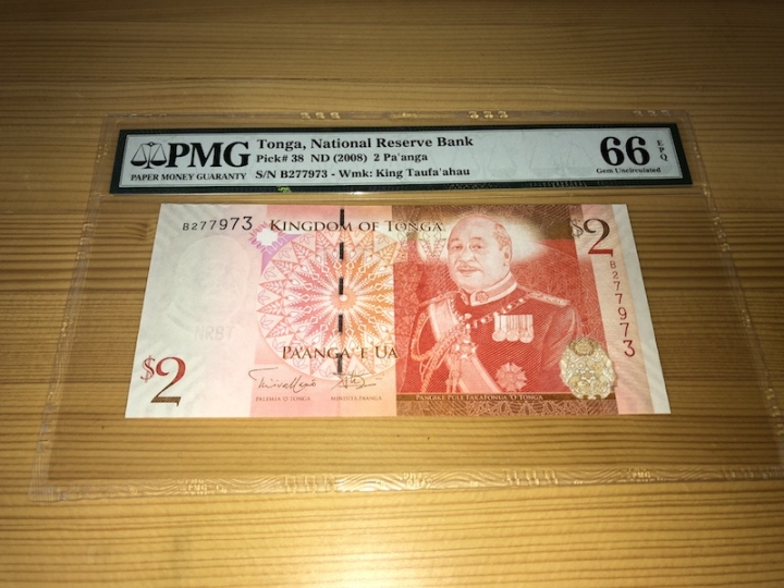 收藏联盟第六十七期拍卖 汤加 082 PMG66E 冠军分