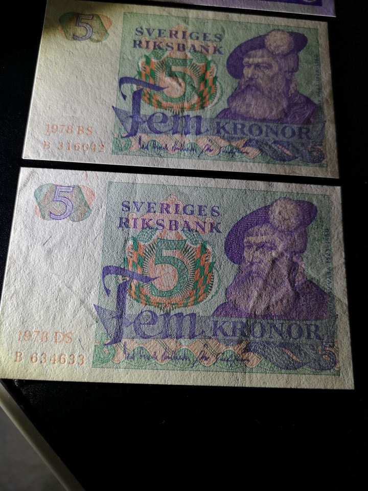 《外钞收藏家》第五十九期拍卖 瑞典三张 老版两张测光有折 20克朗全新