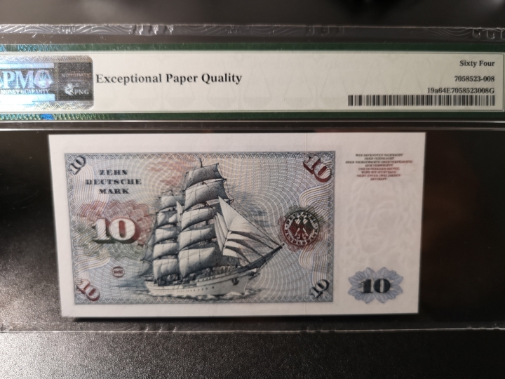 《外钞收藏家》第五十九期拍卖 1960年10马克 初版  pmg64E