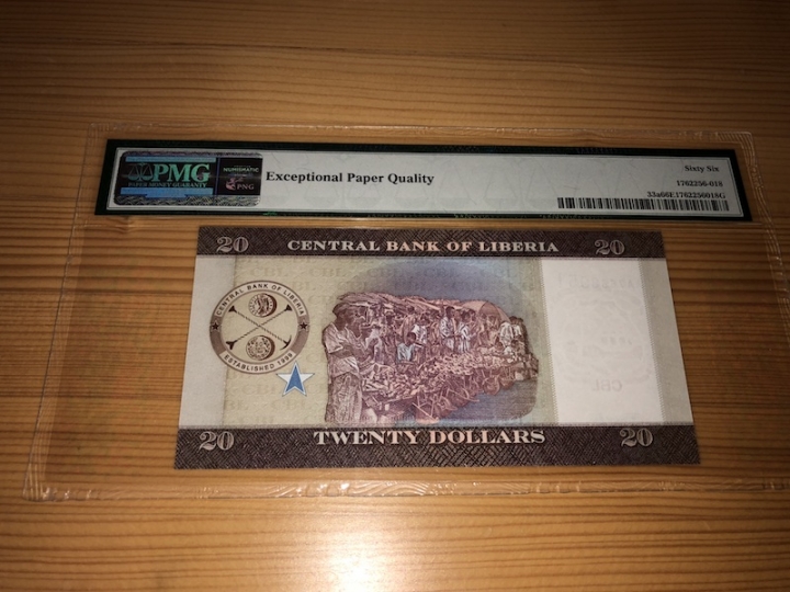 收藏联盟第六十八期拍卖 利比里亚 1620 PMG68E