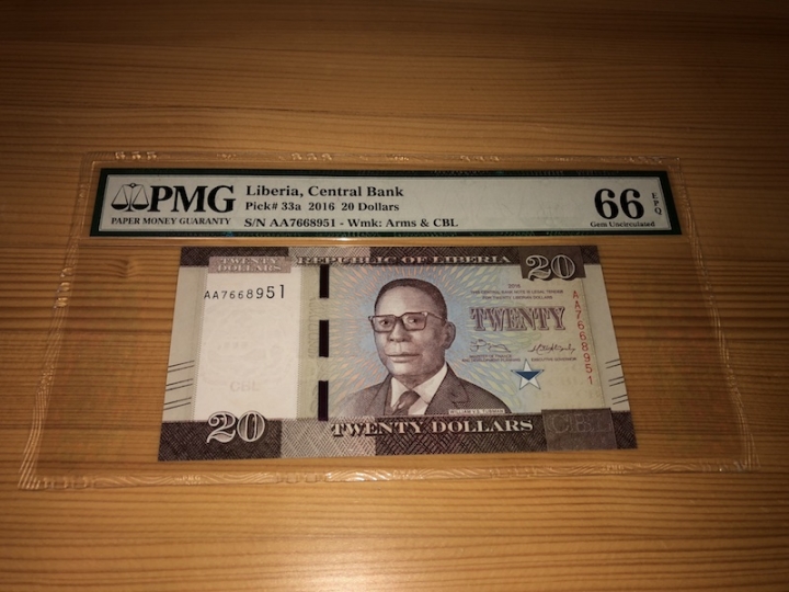 收藏联盟第六十八期拍卖 利比里亚 1620 PMG68E