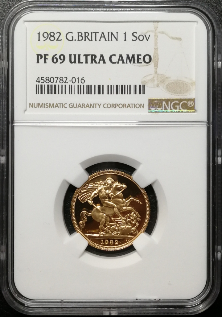 凡希社世界钱币微拍第六十九期 1982英国索维林金币NGC-PF69UC