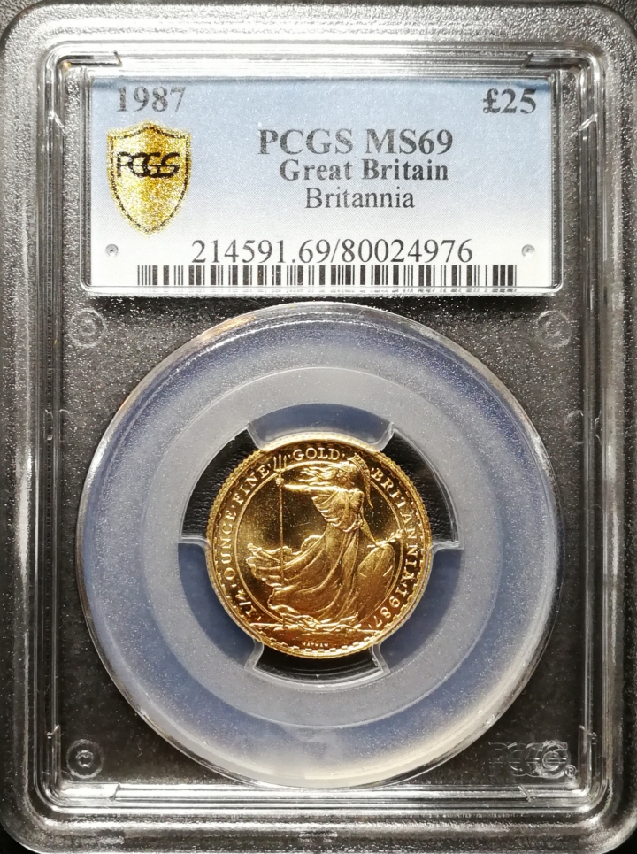凡希社世界钱币微拍第六十九期 1987英国不列颠女神1/4盎司金币PCGS-MS69