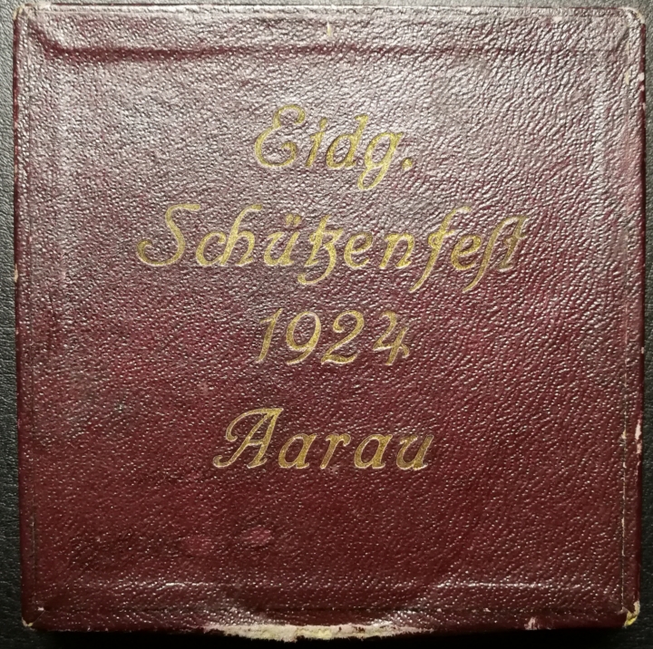 凡希社世界钱币微拍第六十九期 1924瑞士阿劳邦狩猎节铜章带原盒