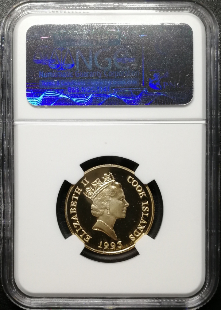 凡希社世界钱币微拍第六十九期 1993库克群岛羚羊金币NGC-PF69UC