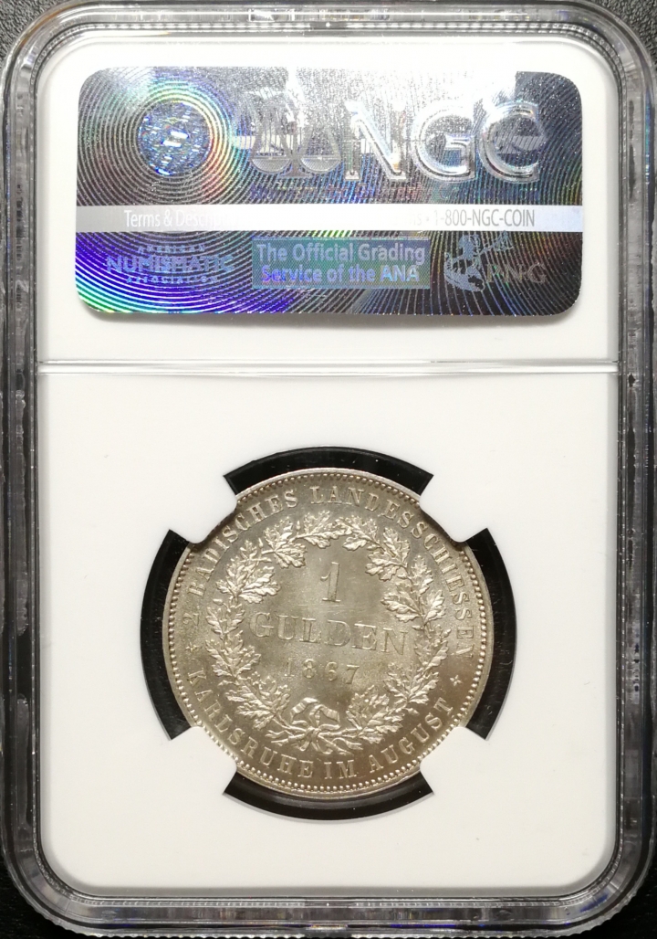 凡希社世界钱币微拍第六十九期 1867巴登射击节一盾NGC-MS64