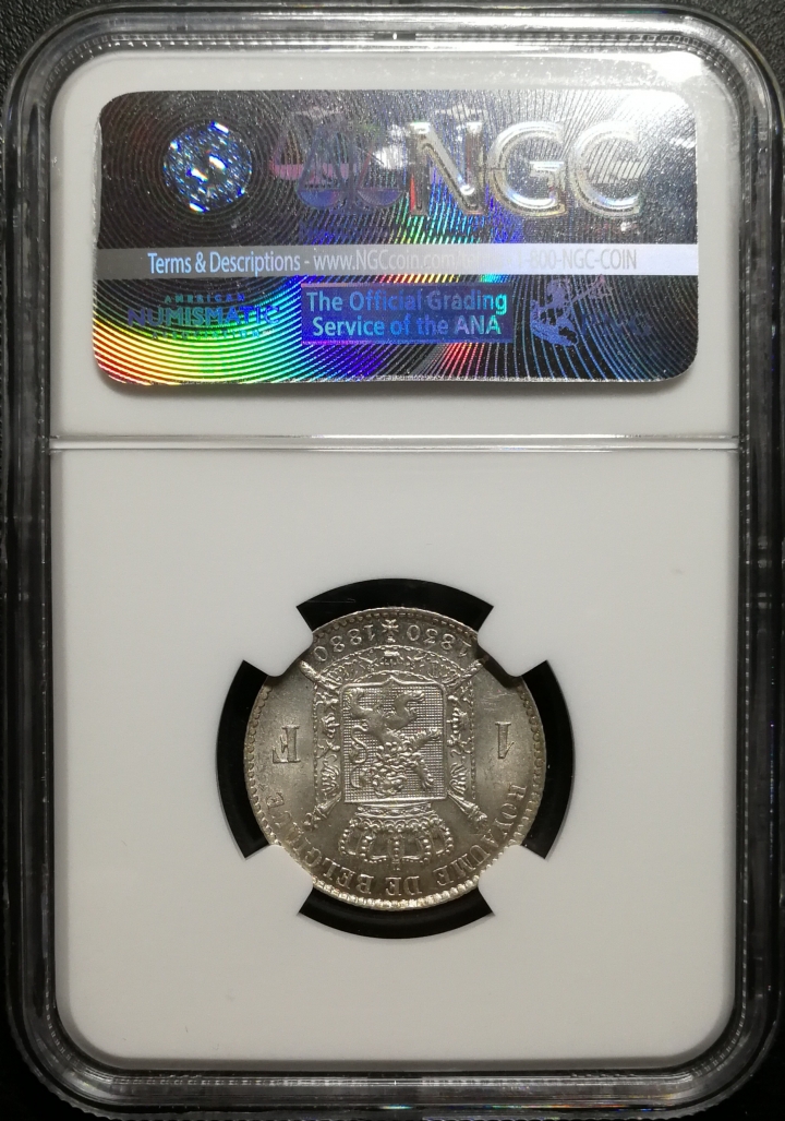 凡希社世界钱币微拍第六十九期 1880比利时分户纪念法郎NGC-MS62