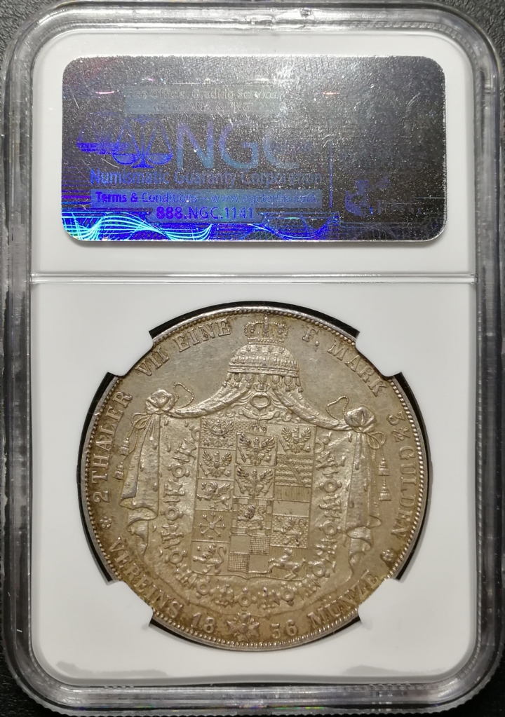 凡希社世界钱币微拍第六十九期 1856普鲁士洋葱头两泰勒大银NGC-UNCD