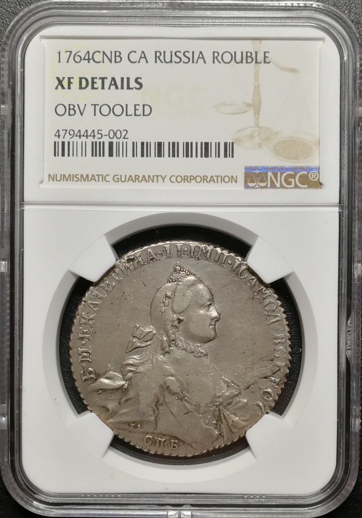 凡希社世界钱币微拍第六十九期 1764俄国伊莎贝拉1卢布NGC-XFD