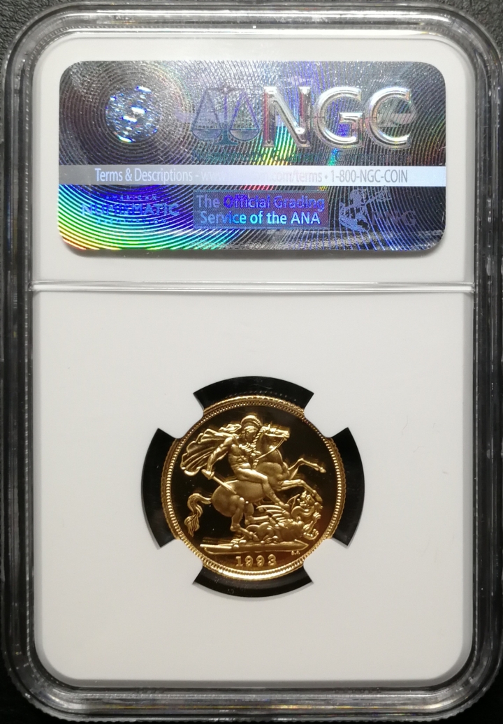 凡希社世界钱币微拍第六十九期 1993英国斩龙索维林金币NGC-PF69UC