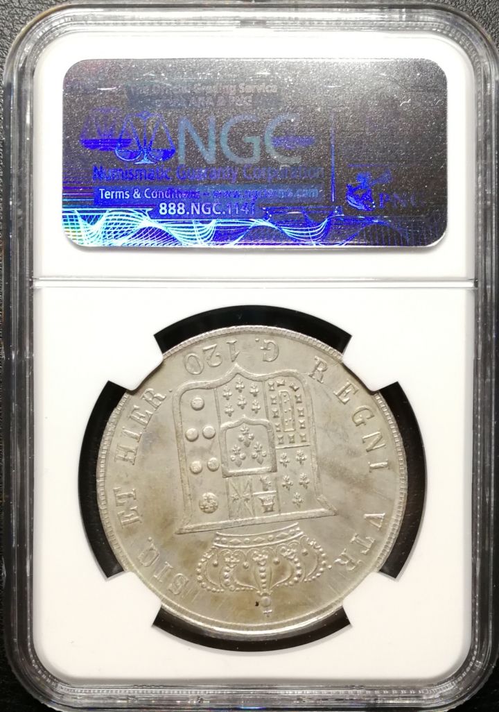 凡希社世界钱币微拍第六十九期 1856那不勒斯120G大银NGC-MS63