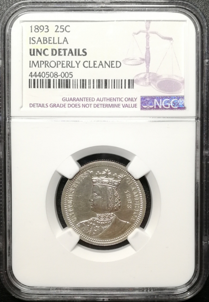 凡希社世界钱币微拍第六十九期 1893美国伊莎贝拉25分NGC-UNCD稀少