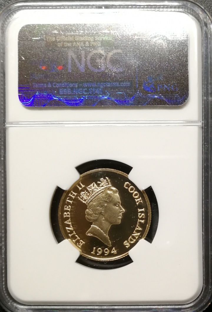 凡希社世界钱币微拍第六十九期 1994库克群岛普氏野马50元金币NGC-PF70UC