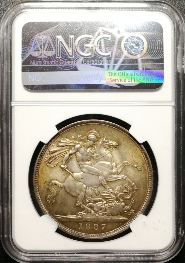 凡希社世界钱币微拍第六十九期 1887英国老维高冠马剑NGC-MS64五彩