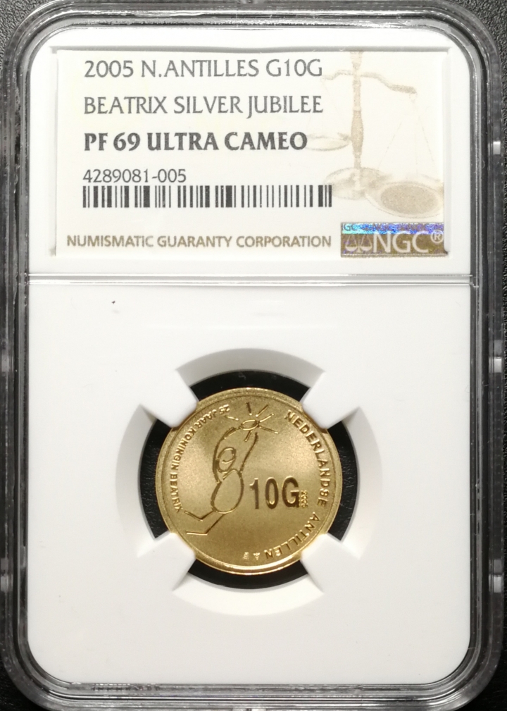 凡希社世界钱币微拍第六十九期 2005荷属安得列斯10盾金币NGC-PF69UC
