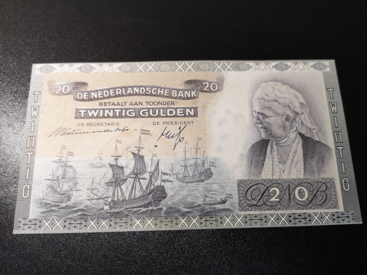 外钞收藏家第六十期拍卖 荷兰1941年20盾  经典老钞  全新unc
