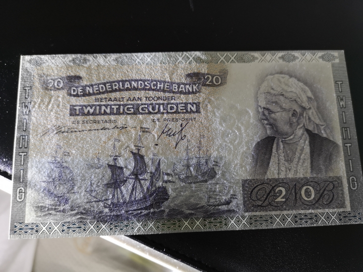 外钞收藏家第六十期拍卖 荷兰1941年20盾  经典老钞  全新unc