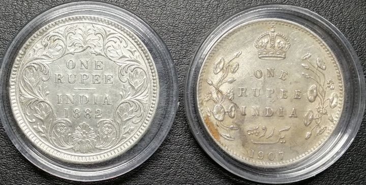 凡希社世界钱币微拍第七十期 英属印度卢比一对XF