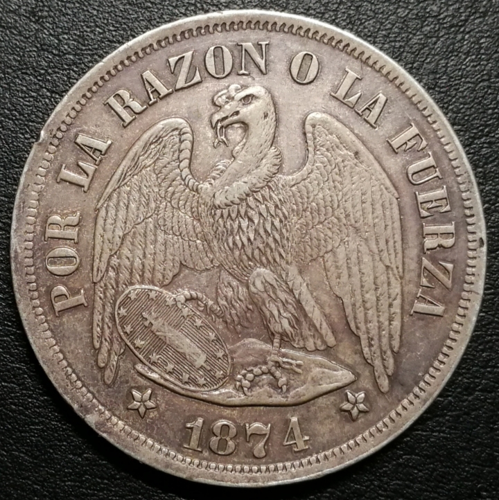 凡希社世界钱币微拍第七十期 1874智利比索大银原味XF+