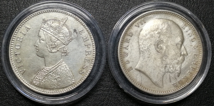 凡希社世界钱币微拍第七十期 英属印度卢比一对XF