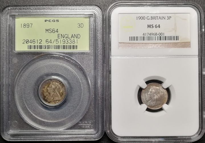 凡希社世界钱币微拍第七十期 1897/1900老维批纱3D一对MS64
