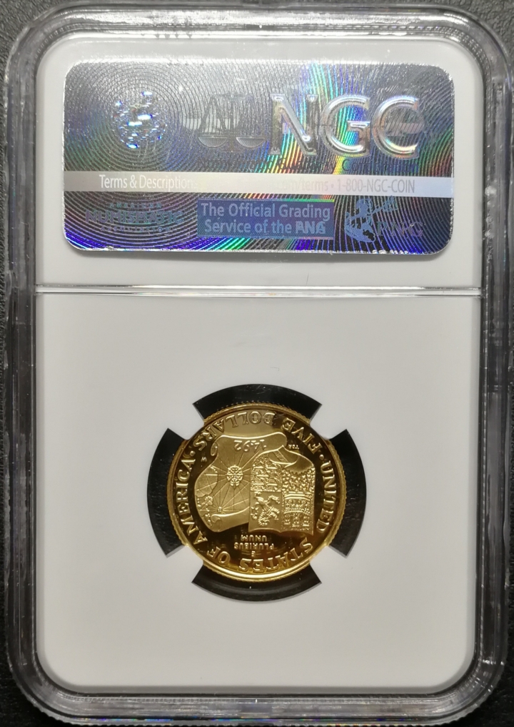 凡希社世界钱币微拍第七十期 1992美国哥伦布5元金币NGC-PF69UC