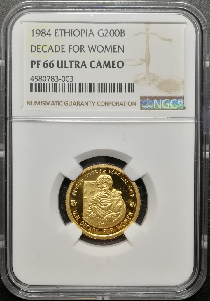 凡希社世界钱币微拍第七十期 稀!1984年埃塞俄比亚妇女年金币NGC-PF66