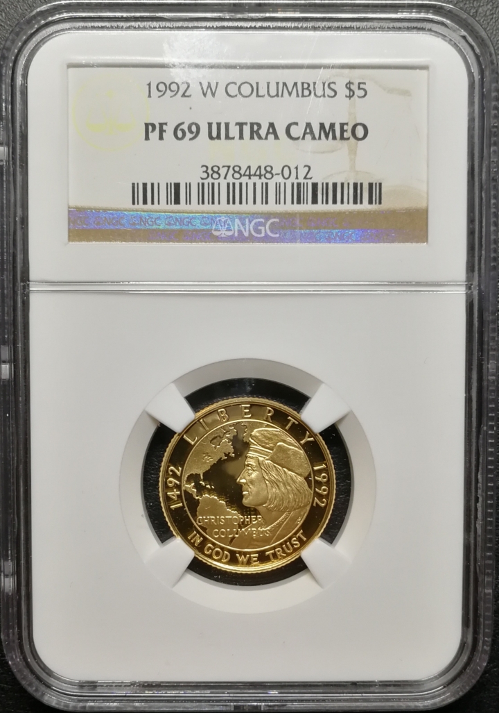 凡希社世界钱币微拍第七十期 1992美国哥伦布5元金币NGC-PF69UC