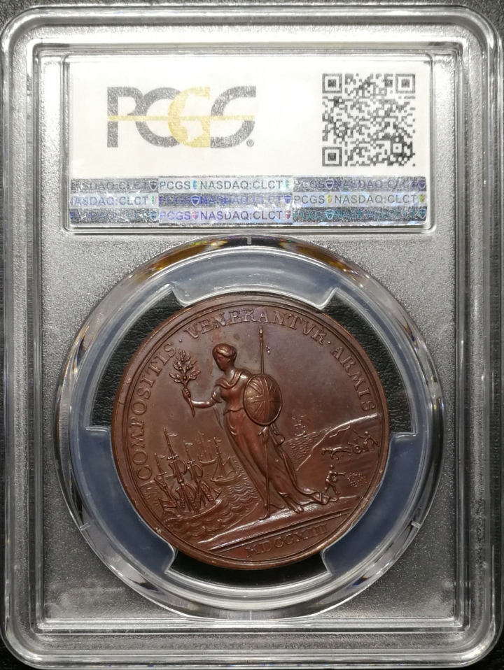 凡希社世界钱币微拍第七十期 1713英国安妮女王乌特勒支条约纪念铜章PCGS-SP62