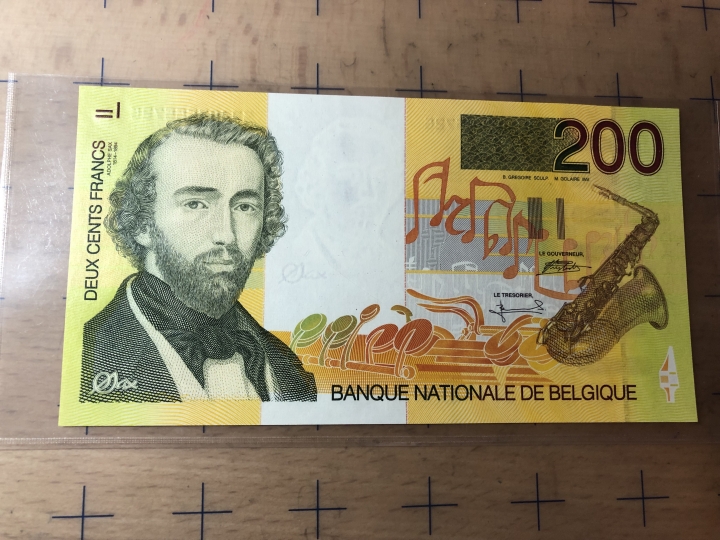 收藏联盟第六十九期拍卖裸钞场 比利时200法郎萨克斯