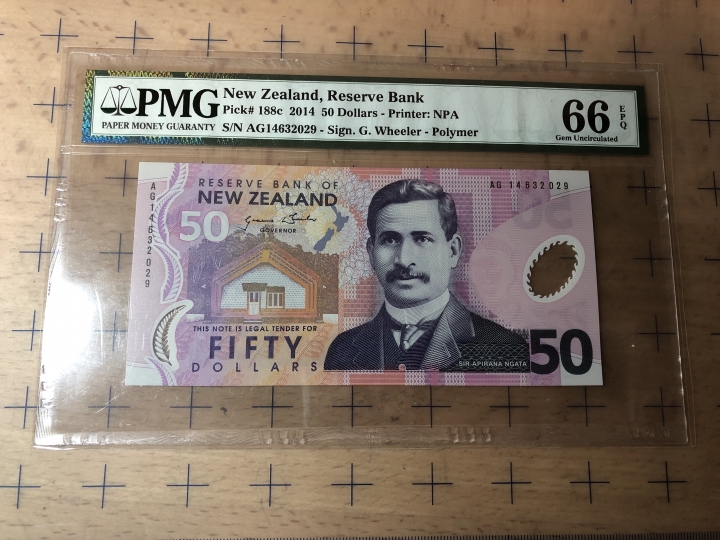 收藏联盟第七十期拍卖 新西兰1450塑料钞 PMG66E