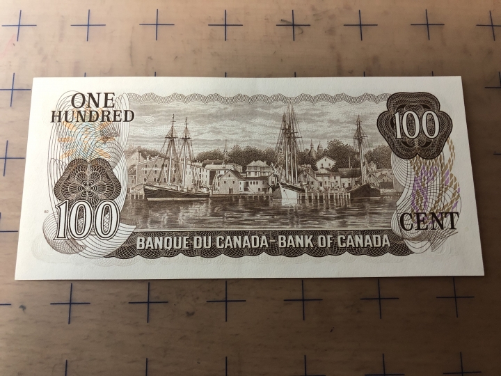 收藏联盟第七十期拍卖 加拿大风景版75100 裸钞AU中间软折